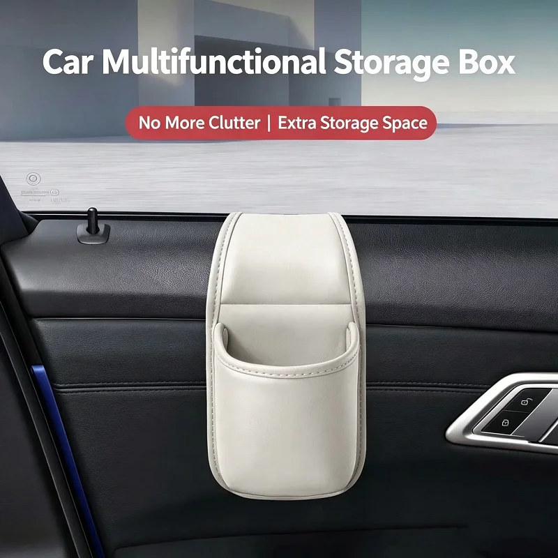 Multifunctional PU Car Door Cup Holder Adhesive Storage Pocket Auto Door Mount for Drink Bottles Phones Sundries