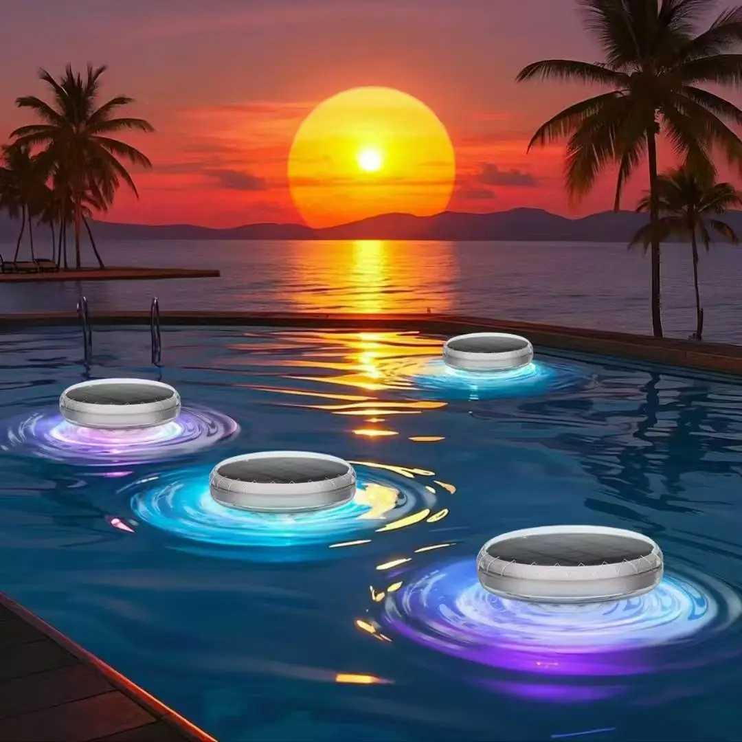Waterproof Solar Floating Night Light Built-in Solar Panel Colorful RGB Projection Lamp For Courtyard Pond Landscape