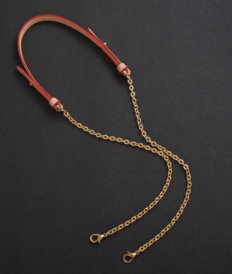 Hot Fashion Women Handbag Lady Bag Parts Replacement Vegetable Tanned Leather Golden Metal Chain Shoulder Strap For Designer