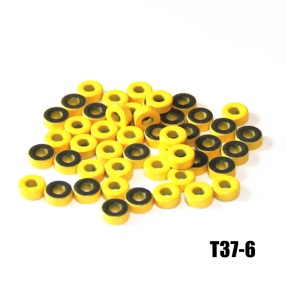 T37 -6 Iron powder cores T37-6 9.5*5.2*3.3mm AL=3.0nH/N2 8.5uo Iron dust core Ferrite Toroid Core Coating yellow gray T37 6