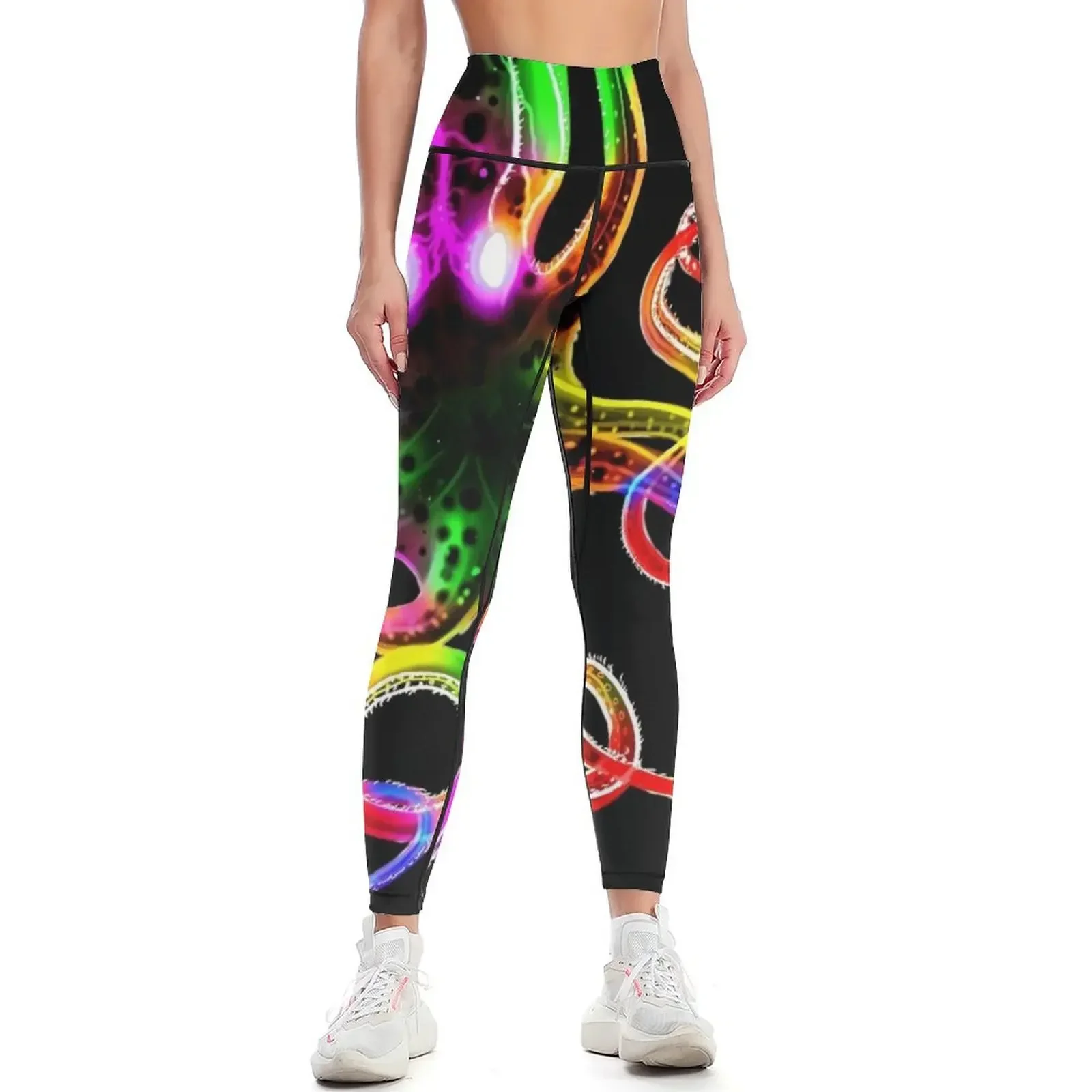 

Rainbow Octopus Glow Leggings Women's gym workout shorts Women's fitness sportswear gym Womens Leggings