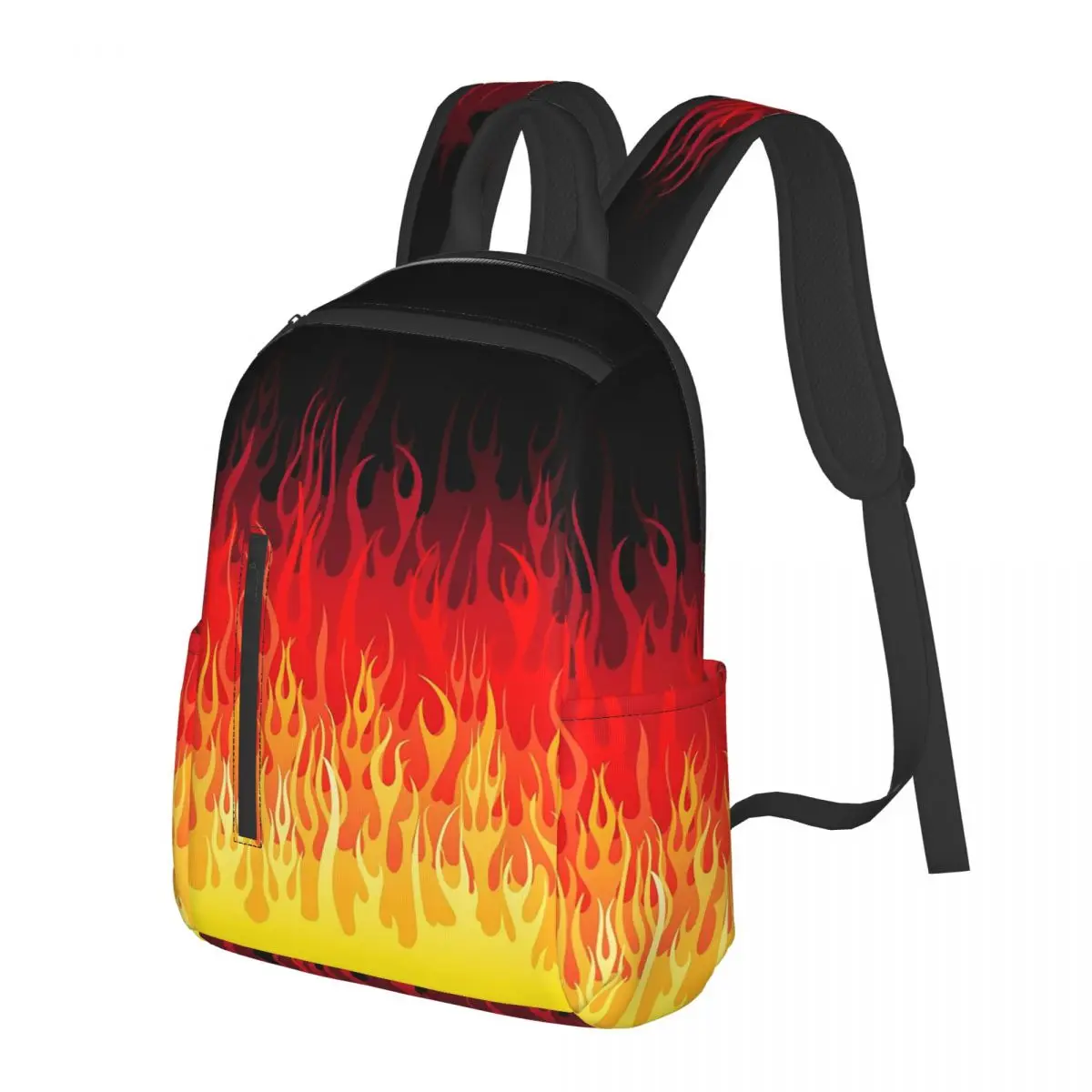 Red Hot Rod Flame On Edge Black Background Student Backpack School Bag Hiking Travel Daypack Boys Girls Bookbag Shoulder Bags