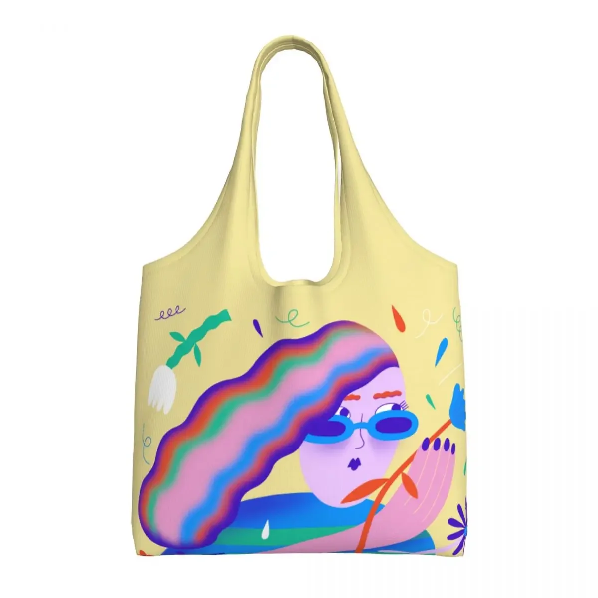 Cute Print Untitled Artwork Shopping Tote Bags Recycling Canvas Shopper Shoulder Street Mmural Art Eldridge Bags Handbags