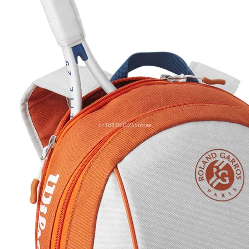 Wilson 2024 Team Roland Garros Rucksack French Open Kinderstil Große Kapazität Orange Blau Grau Doppelschulter-Tennistasche