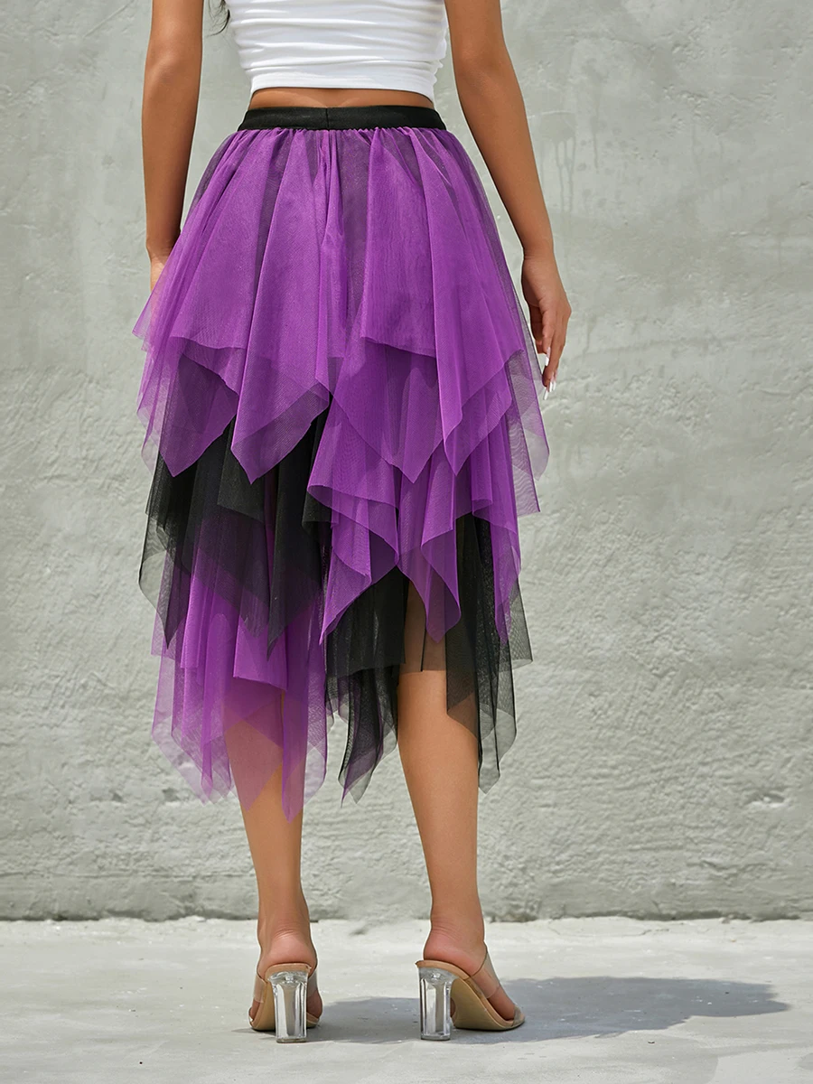 Women Tulle Half Dress Summer Spring Street Casual Party Gradient Layered Tulle Skirt Streetwear