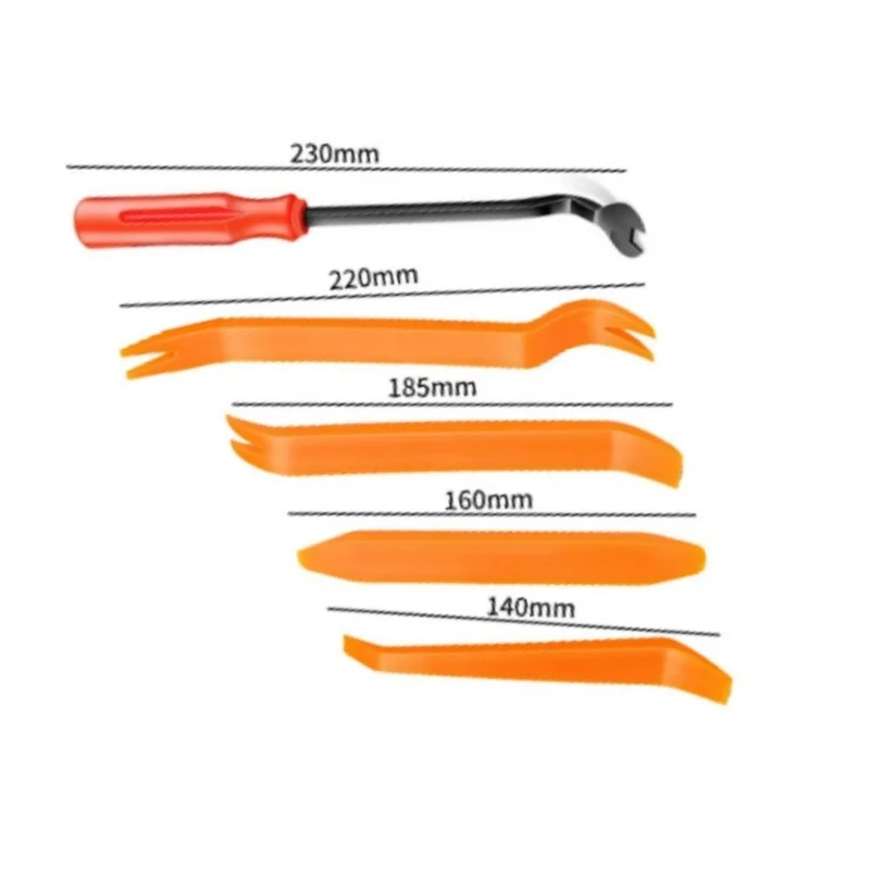 5Pcs/Set Auto Door Clip Panel Trim Removal Tool Plastic Audio Removal Lnstaller Pry Kit Refit Set Automobile Nail Puller