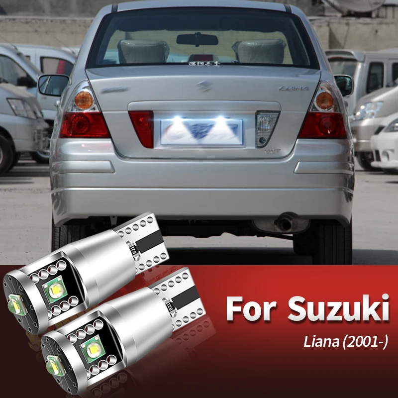 2Pcs Canbus White LED License Plate Light W5W T10 For Suzuki Liana 2001 2002 2003+up Number License Plate Lamps Car Accessories