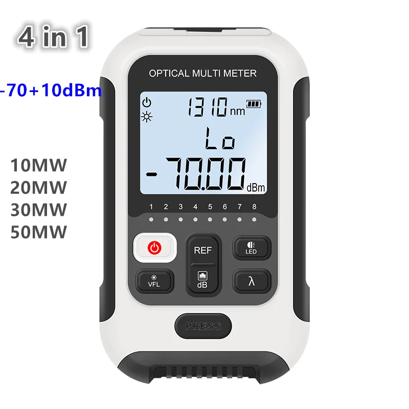 Imagem -02 - Medidor de Potência Óptica70 Mais + 10dbm em Multifunction Testador de Cabo de Rede de Fibra Localizador Visual de Falhas 10 20 30 50mw Opcional