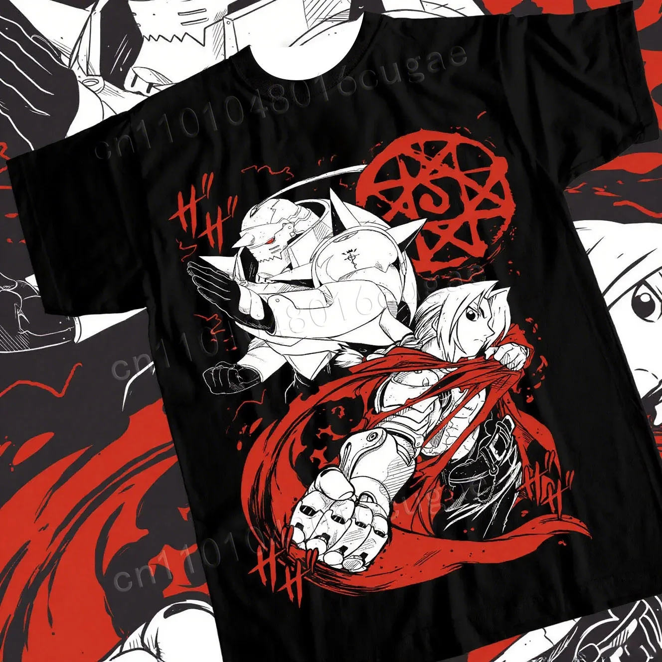 

Fullmetal Alchemist T-Shirt Brotherhood Alphonse Elric Black Shirt Tee All Size Graphic T Shirts Y2k Tops Women Men Clothing