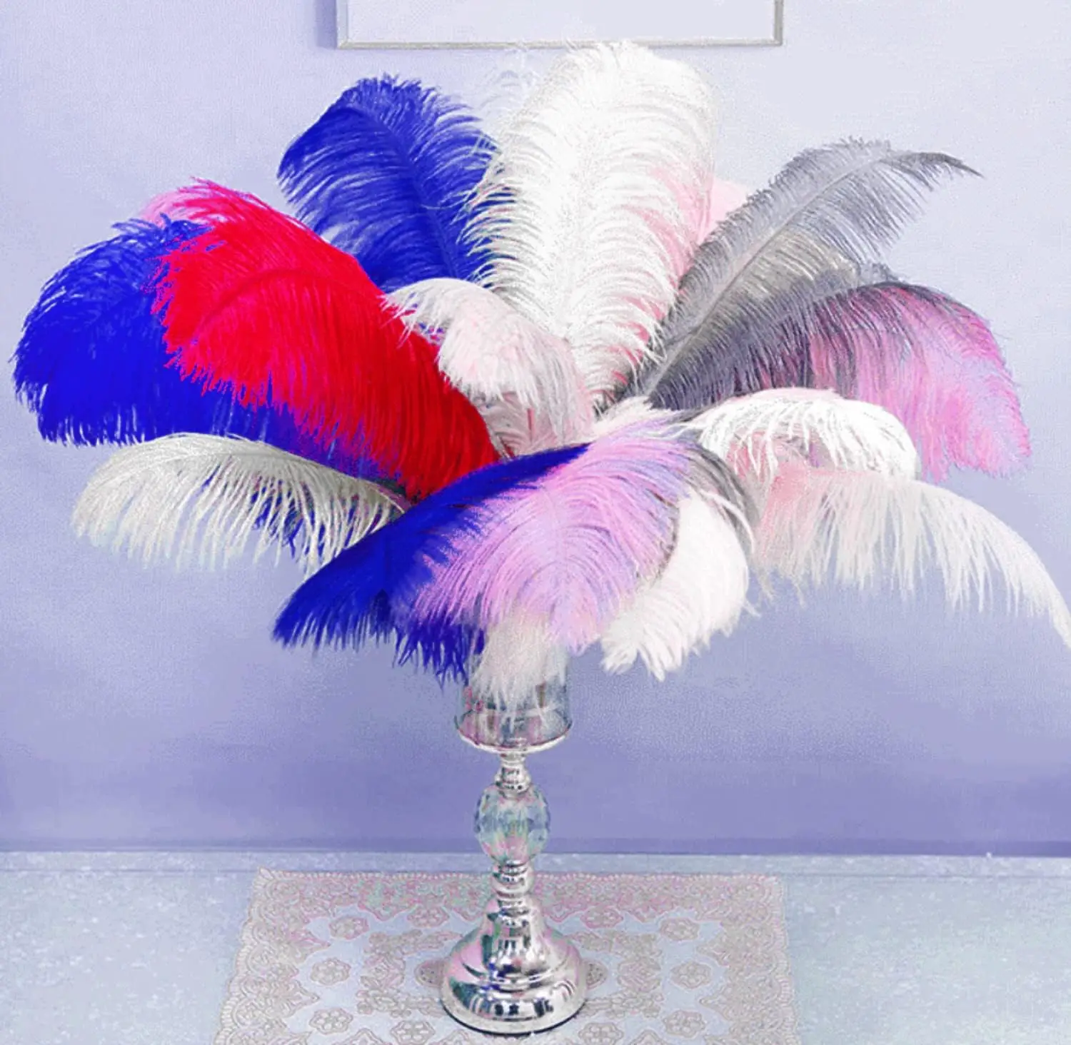 

50Pcs Five Colors Ostrich Feathers 30-35 cm(12-14 inch)DIY Decoration for Wedding Centerpieces, Festival Party Plume Clothing