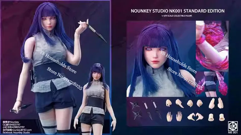 Nounkey Studio NK001 1/6 Hyūga Hinata Cloth Action Figure Anime Naruto Uzumaki Naruto Wife Delicate 12" Full Set Female Soldier