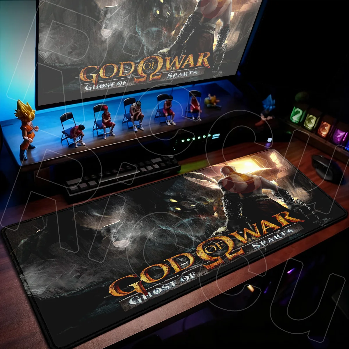 Office Desktop Decoration Mat 90x40cm Game God of War Mousepads Large Action-adventure Stitch Edge Rubber Mauspad PC Accessories
