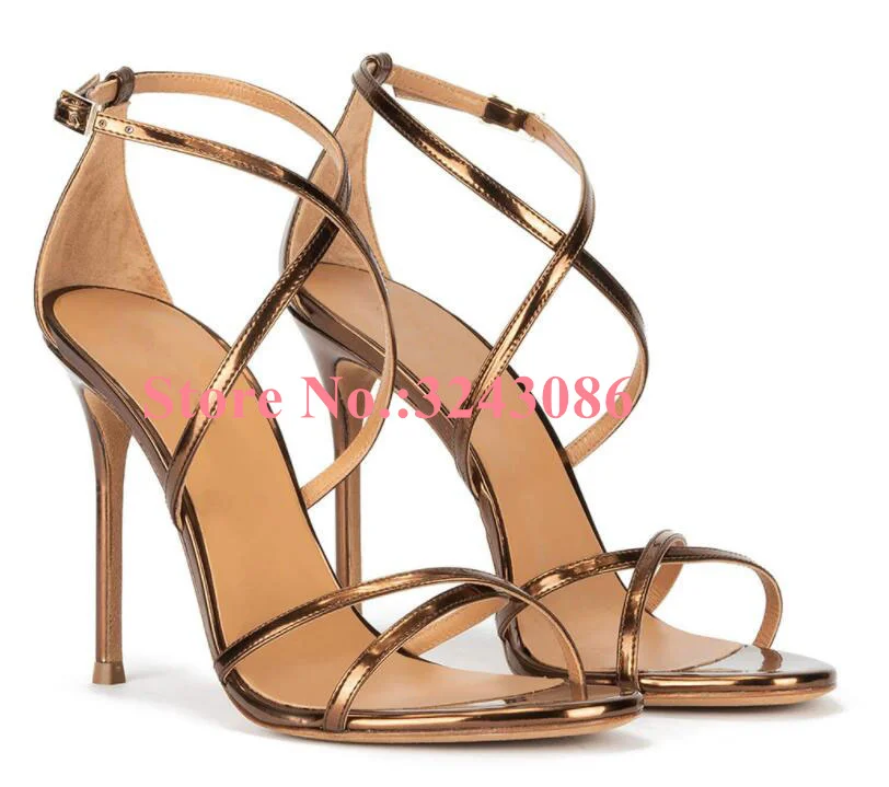 New Blue Color Cross Strap Lady Sandals Woman Fashion Design Strappy High Heels Female Sexy Gladiator Sandals Dropship