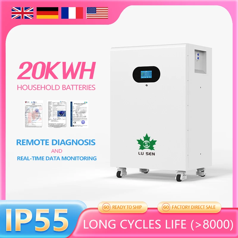 51.2V 15KW LiFePO4 Solar Pack 10kWh Capacity IP55 AC Home BMS 6000+ Cycles 100Ah Lithium Battery Split Type CAN Hybrid