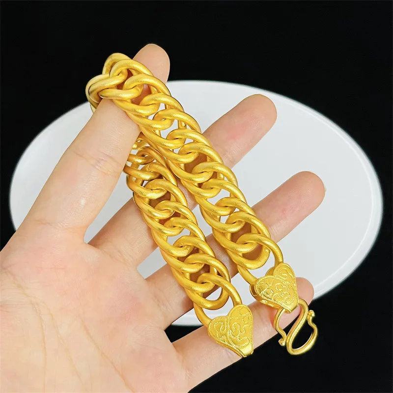 Luksusowa męska biżuteria z prawdziwego złota 24K męska i damska bransoletka z rzędem ręcznym au9999 złoty wzór chmurki łańcuszek z płytką ręczną moda