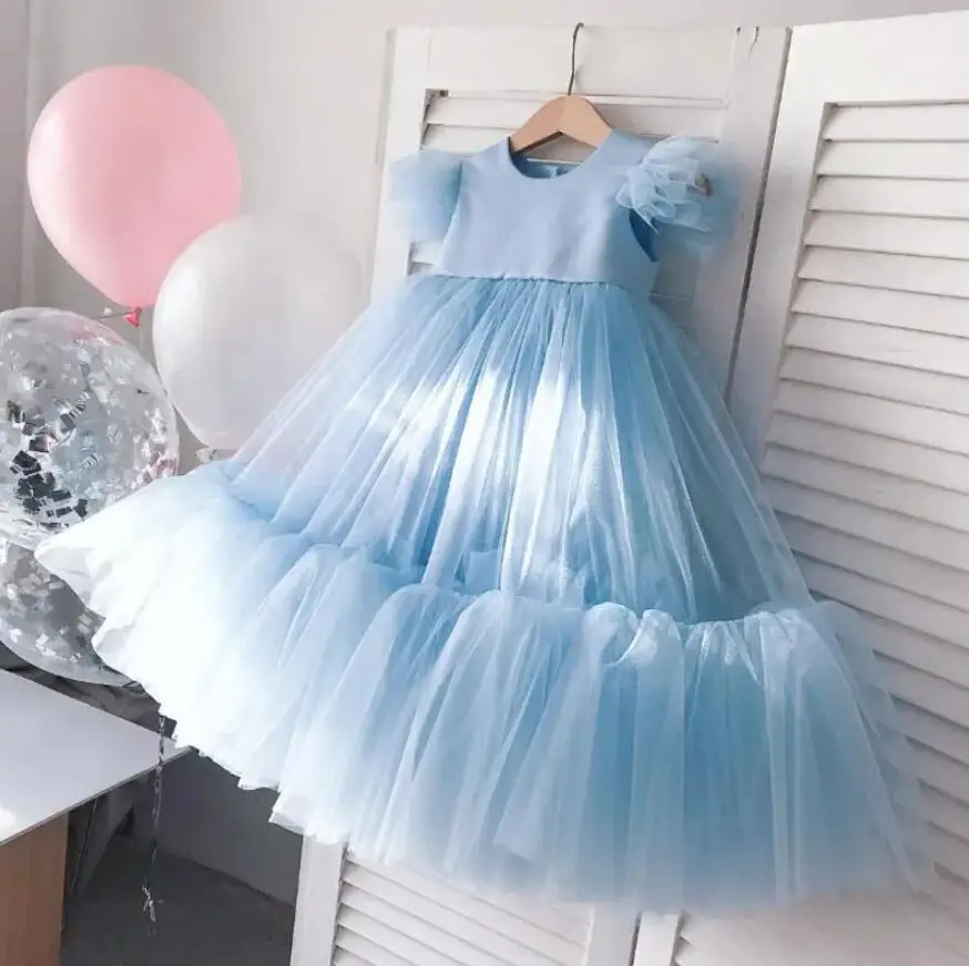 

Puffy Layers Tulle Baby Girl Dresses Kids Princess Dress Kids First Communion Dresses Birthday New Gown