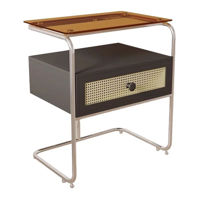 

Simple home bedroom bedside table Modern Internet celebrity glass living room rack Small