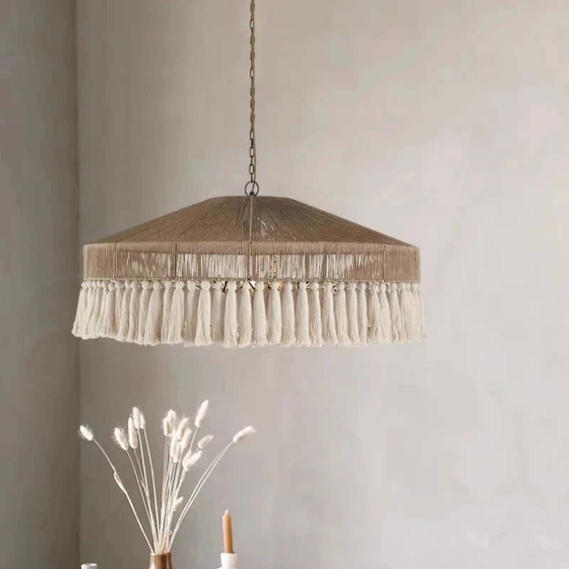 Imagem -05 - Bohemian Vintage Hemp Rope Tassel Chandelier Luz Principal Criativa do Quarto Luminárias de Restaurante Alluminum Lighting Fixtures