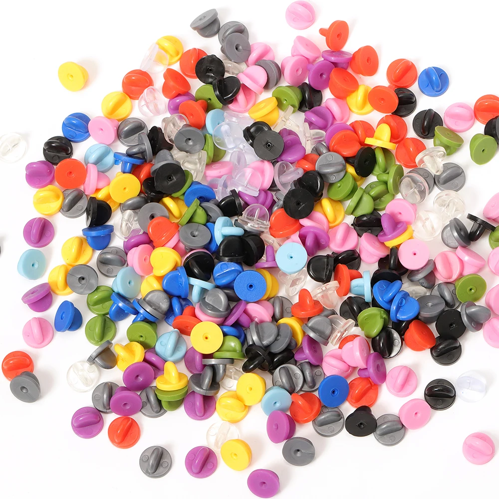 50pcs Rubber Brooch Bukle Button Clasp Pin Backs Clutch Care Cap Nail Tie Back Stoppers Squeeze Badge Holder Jewelry Accessories