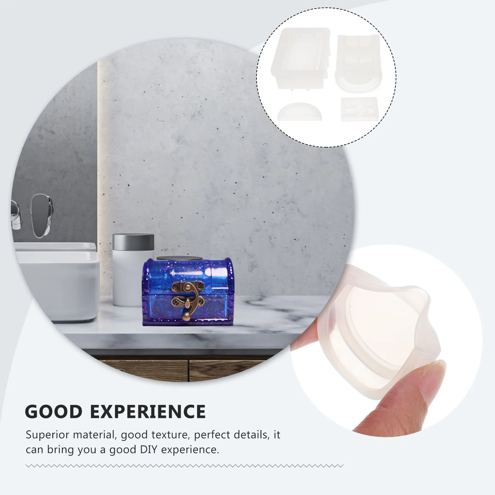 

1Set Treasure Chest Mold Silicone DIY Crafts Epoxy Casting Box Making Reusable Non Stick Flexible Storage Organizer Handicraft