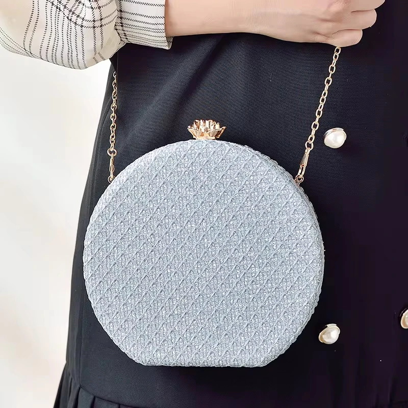 

Acrylic Round Evening Clutch Luxury Chain Shoulder Bag Stylish Crossbody Clutch Elegant Evening, Party, And Wedding Handbag