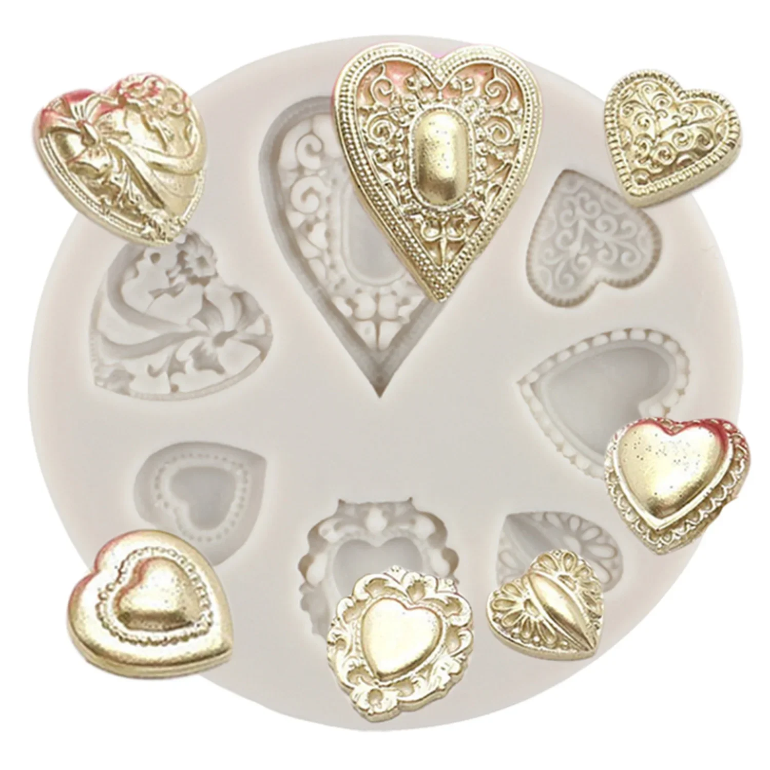 Heart Shaped Gem Silicone Mold Cupcake Topper Fondant Molds Wedding Cake Decorating Tools Chocolate Gumpaste Moulds Cand y Mould