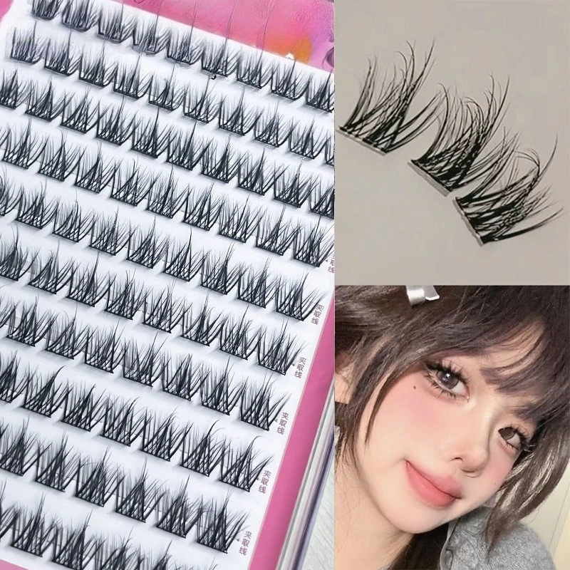 30/100 قطعة الرموش ذاتية اللصق العنقودية الطبيعية طويلة وهمية رمش تمديد لا الغراء اللازمة الفردية جلدة ماكياج أداة