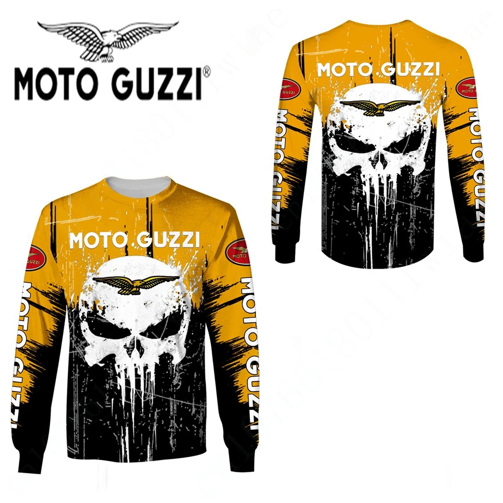 Camiseta de Anime de Moto Guzzi para hombres y mujeres, ropa Unisex, camisetas casuales, sudadera de secado rápido, Top Harajuku, cuello redondo, manga larga