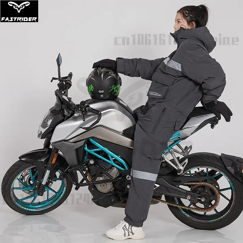 New Motorcycle Riding Protective Suit Winter Warm Plus Velvet Thickening Riding Split-leg Riding Suit