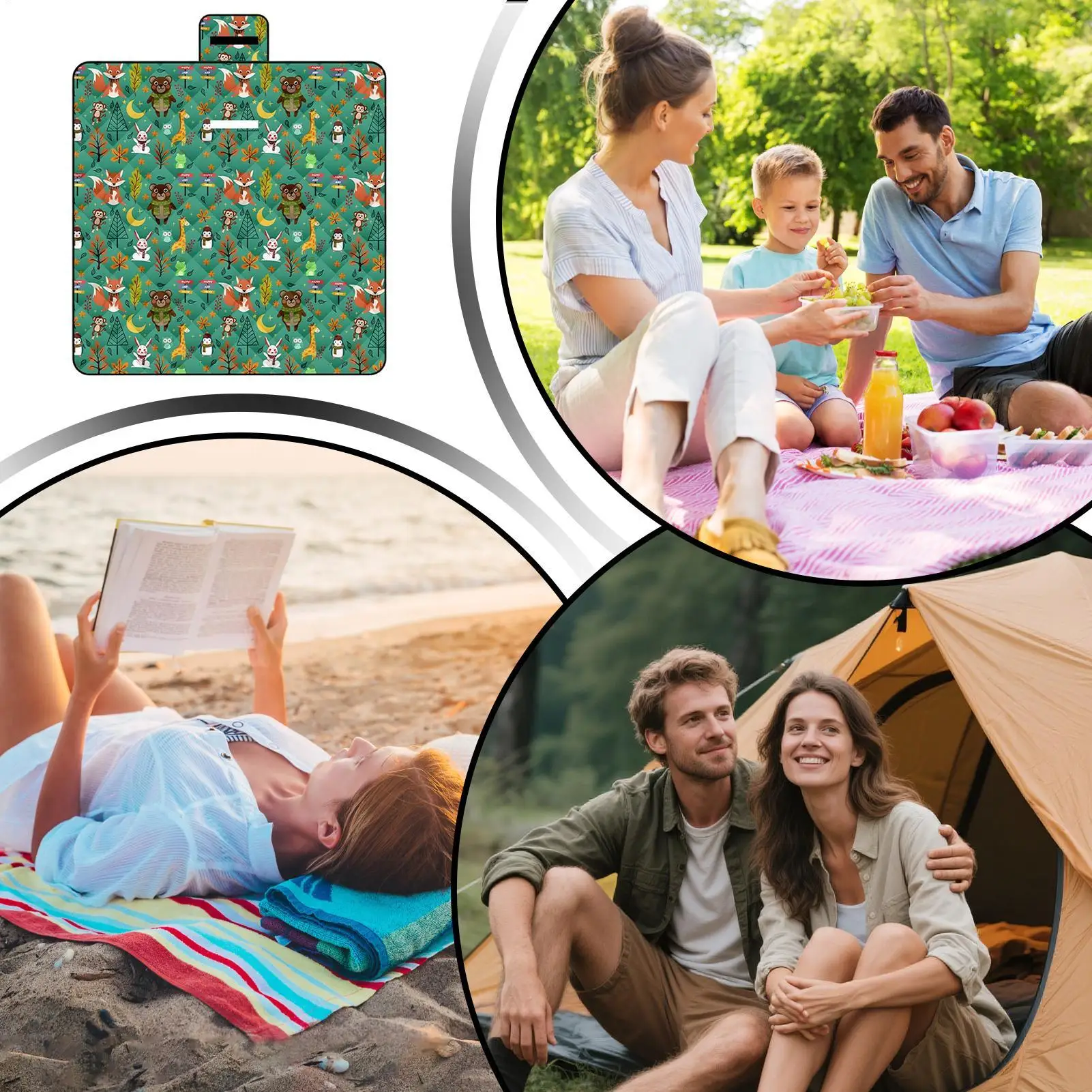 

Picnic Blanket Washable 78.74x78.74Inch Foldable Extra Large Portable Outdoor Blanket For Grass For Park Garden Lawn Courtyard