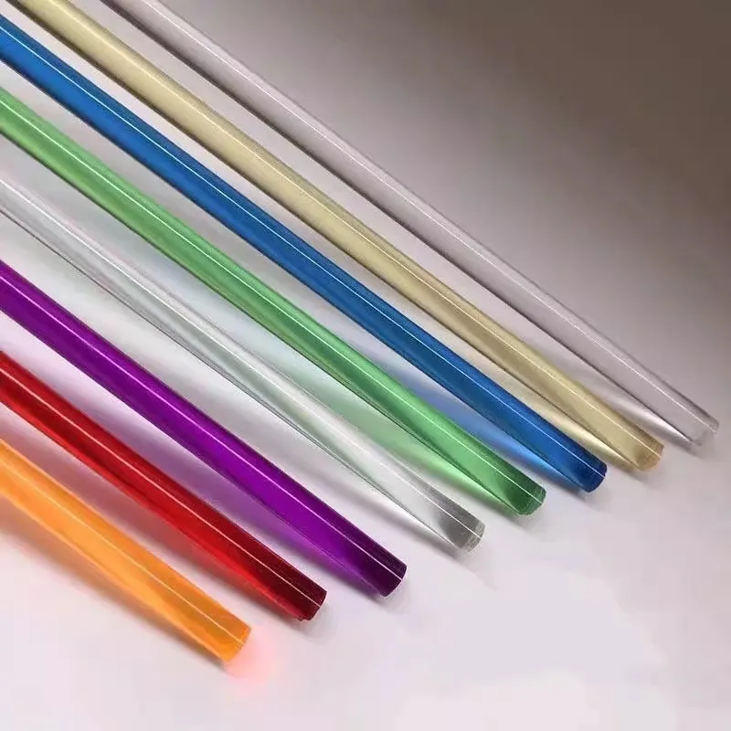 PMMA ACrylic Rod Bar Diameter 3-50mm Red Blue Pink Plexiglass Round Triangle Square Transparent Sticks for Light Guide Sticks