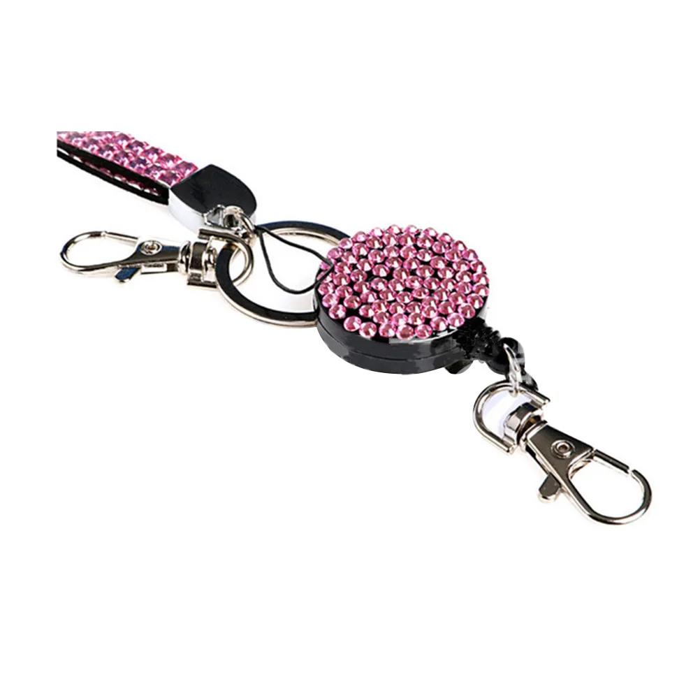 

Pink Crystal Badge Holder Rhinestone Lanyard Business Card Necklace Bling Holder Business Case