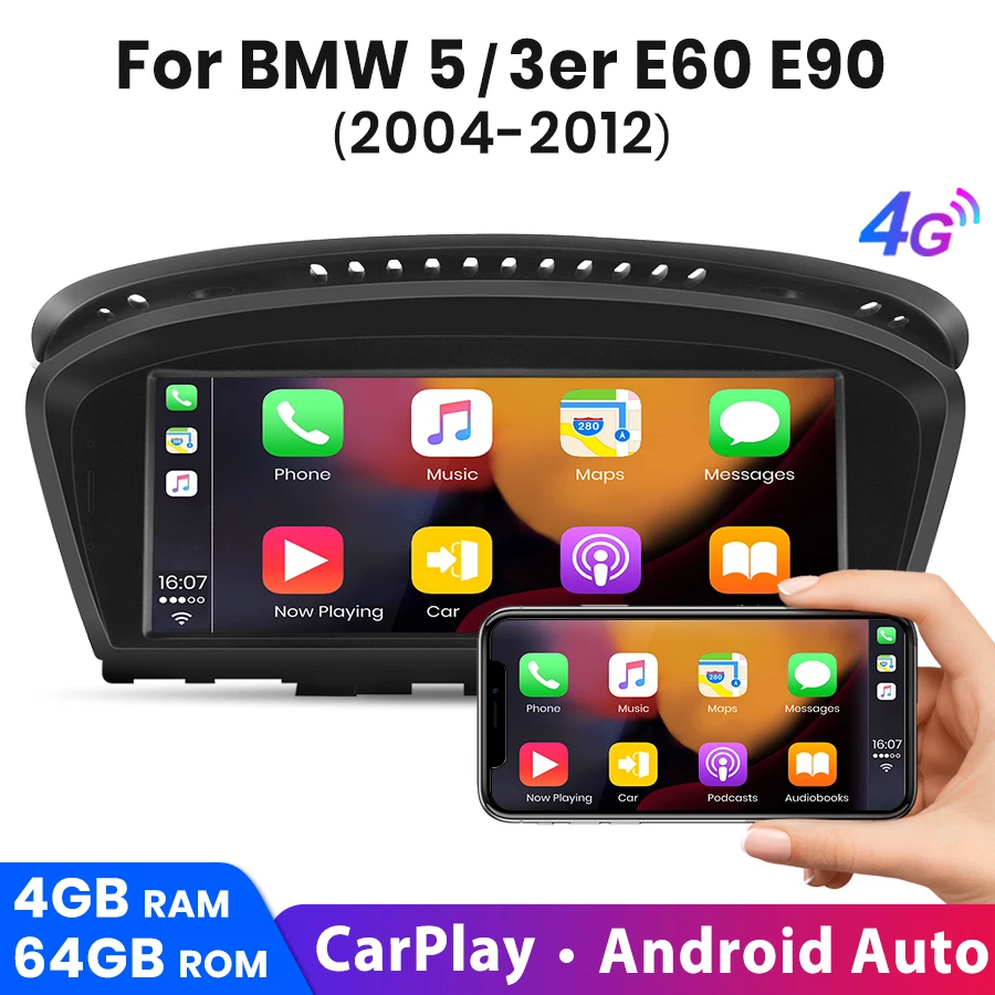 

Junsun Wireless CarPlay for Apple Android Auto Autoradio for BMW 5/3er E60 E90 2004-2012 Car Radio Stereo Multimedia GPS BT WIFI