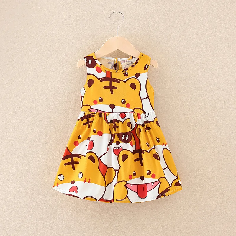 1-7 Years Baby Girls Sleeveless Flower Print Dresses Clothes Kids Summer Princess Dress Children Party Ball Pageant Dress Outfit