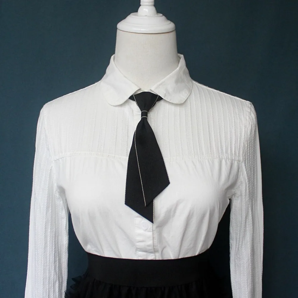 Simple Slim Neck Tie Adjustable Elastic Band Solid Color Shirt Bowtie College Style Business Dress Graduation Bow Tie