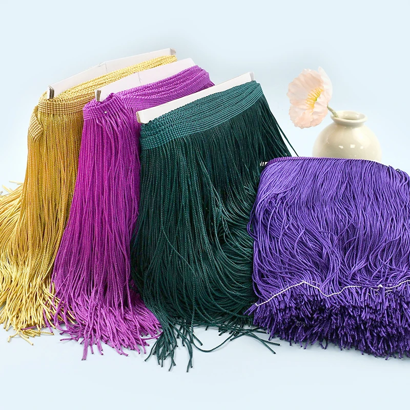 

20cm 10/20M Polyester Fringe Tassels Latin Dance Dress Decor Trimmings Lace Ribbon Curtain Clothes DIY Craft Sewing Accessories