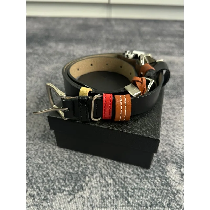 High Street Y/project Multi-leather Loop Color-block Cowhide Belt Men Women Casual Genuine Leather Belts