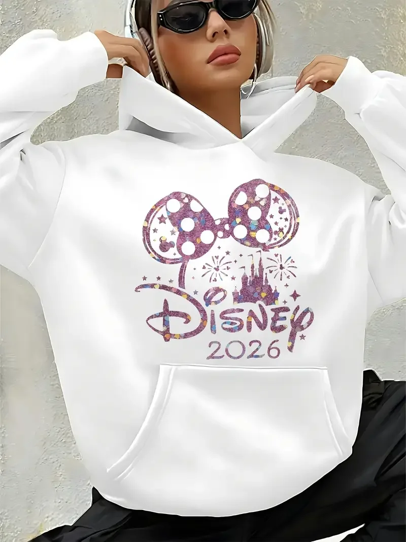 Women's Disney 2026 Mickey Ears Castle Classic Couple Men Fleece Hoodies Cotton Hoody Sweatshirt Pullover Autumn Winter Oversize
