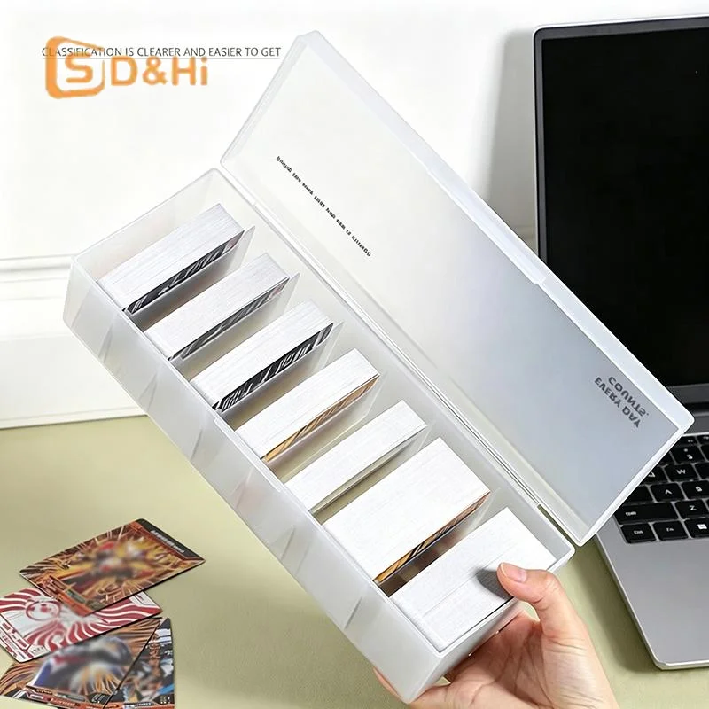 Trading Card Storage Box Transparent Divided Card Case Dustproof Stackable For Game Card Collection Desktop Organizer