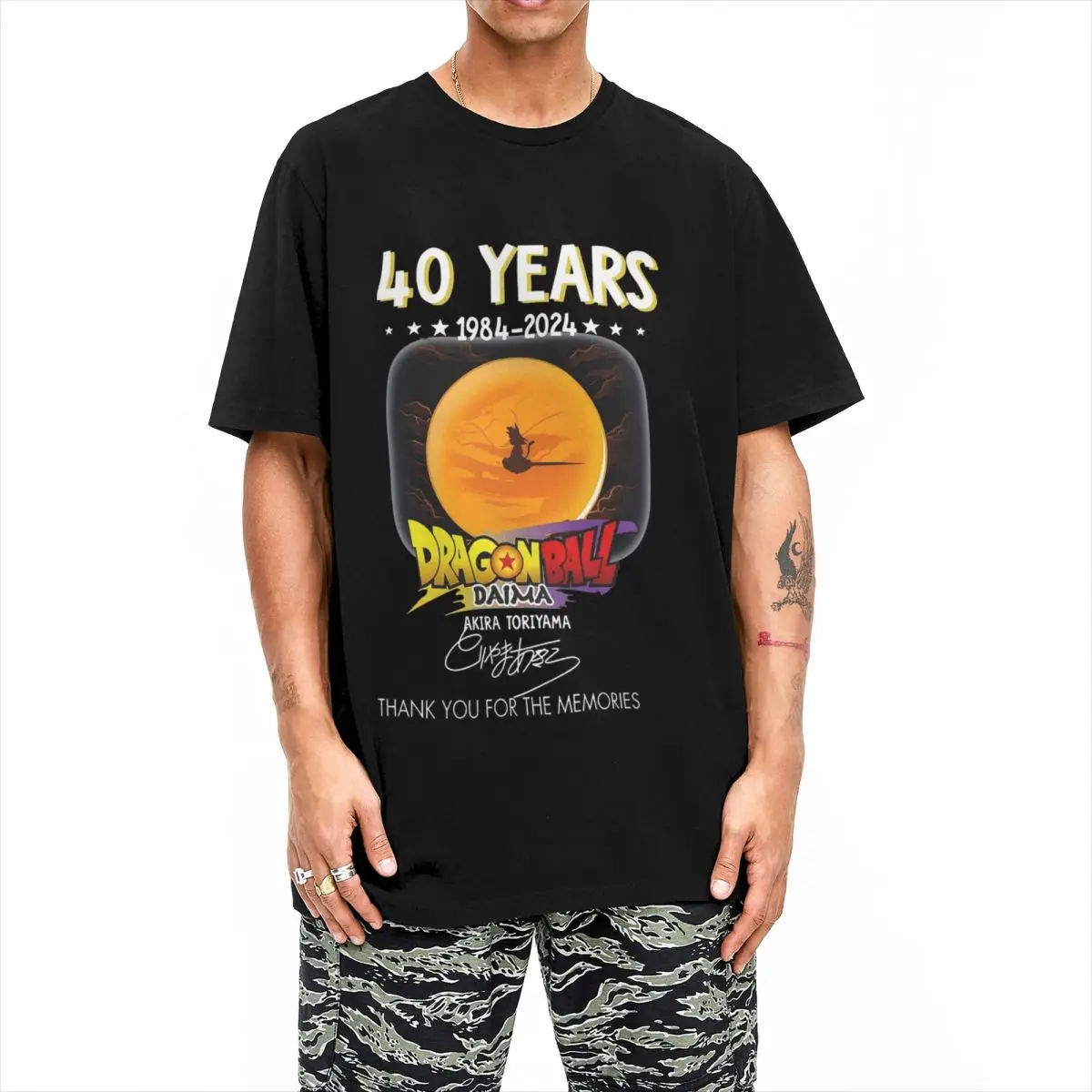 Akira Toriyama 40 Years Men's T Shirt Funny Tees Short Sleeve Round Collar T-Shirt 100% Cotton Printed Tops