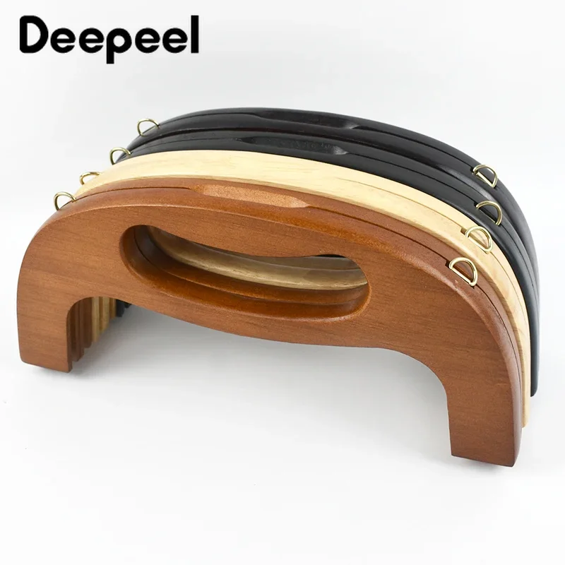 1/2Pcs Deepeel 24cm Wooden Handles for Women Handbag Purse Frame Closure Kiss Clasp Crochet Bags Sewing Brackets DIY Accessories