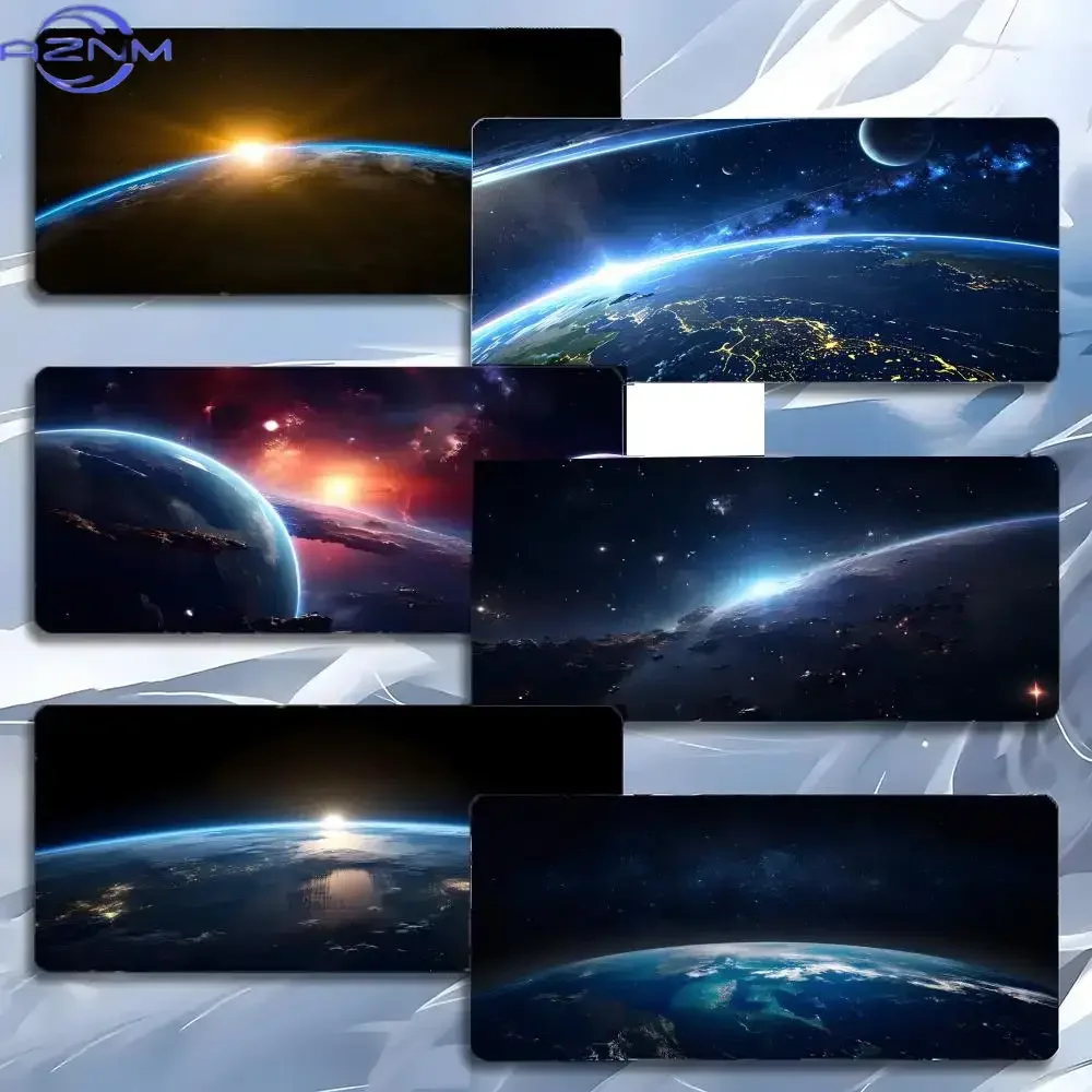 Space Galaxy Earth Planet Mousepad Rubber Non-Slip Large Desk Mat Universe Starry Nebula Outer Space Scenery Keyboard Pad for Ga