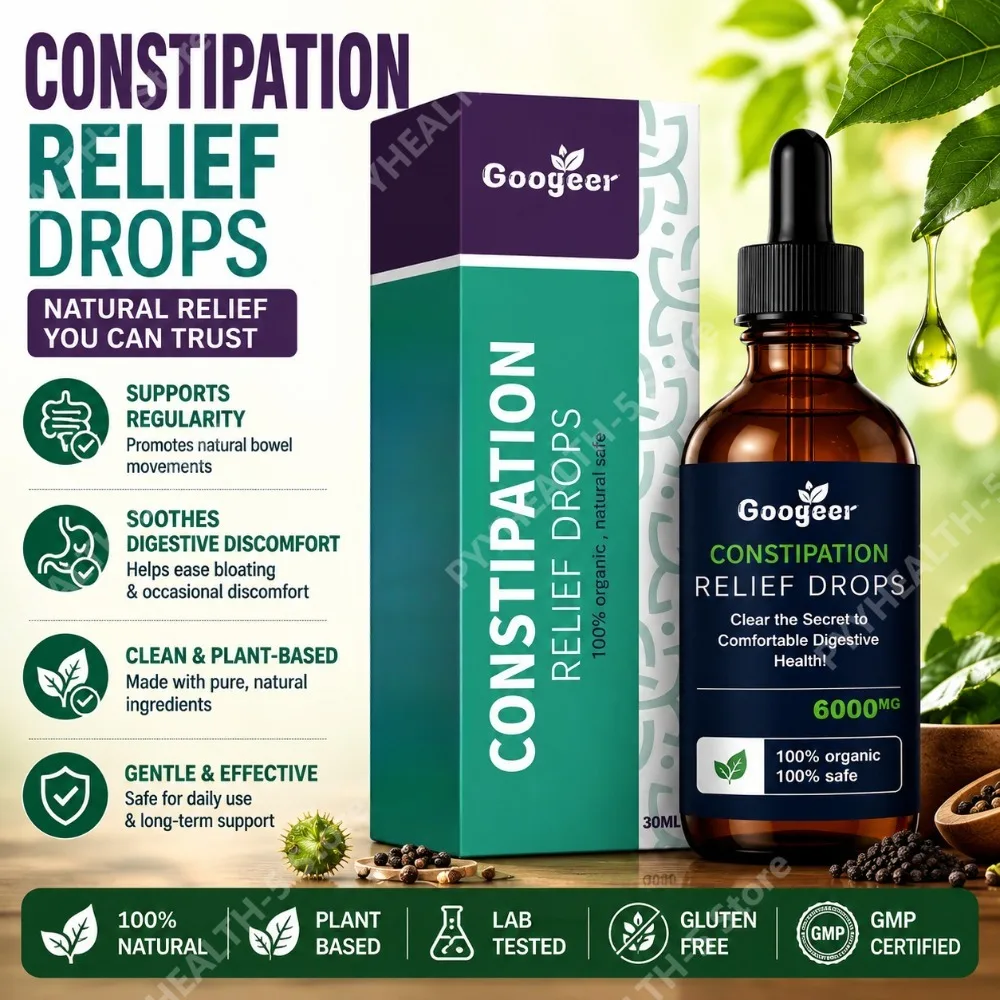 

Digestive Health Drops 30ML 6000MG Herbal Liquid with Chlorophyll, Coffee Extract, Capsicum & Black Pepper, 100% Organic