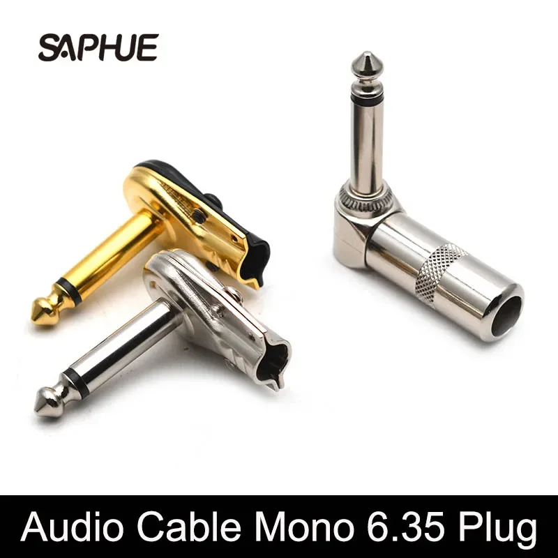 Straight Flat Guitar Cable Connector, 2 Pole Mono Amplifier Microphone, 6.35, 6.5, 90 Degrees Audio, TRS Plug, 2Pcs