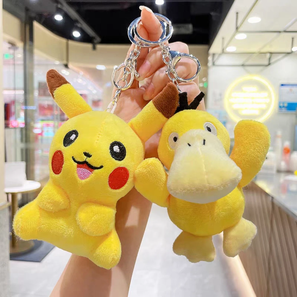 

Cartoon Pokemon Pikachu Plush Dolls Keychain Kawayii Psyduck Squirtle Student Backpack Decoration Dolls Accessories Girls Gifts