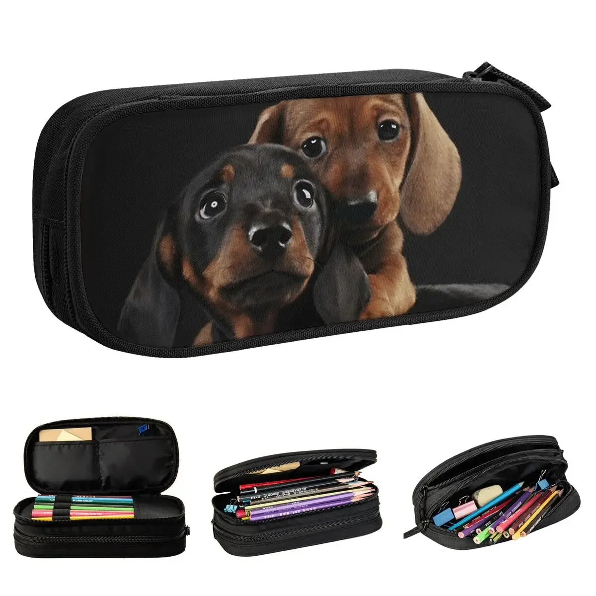 Dachshund Dog Pencil Cases Wiener Sausage Doxie  Box Pen  Kids Big Capacity Bags School Supplies Stationery