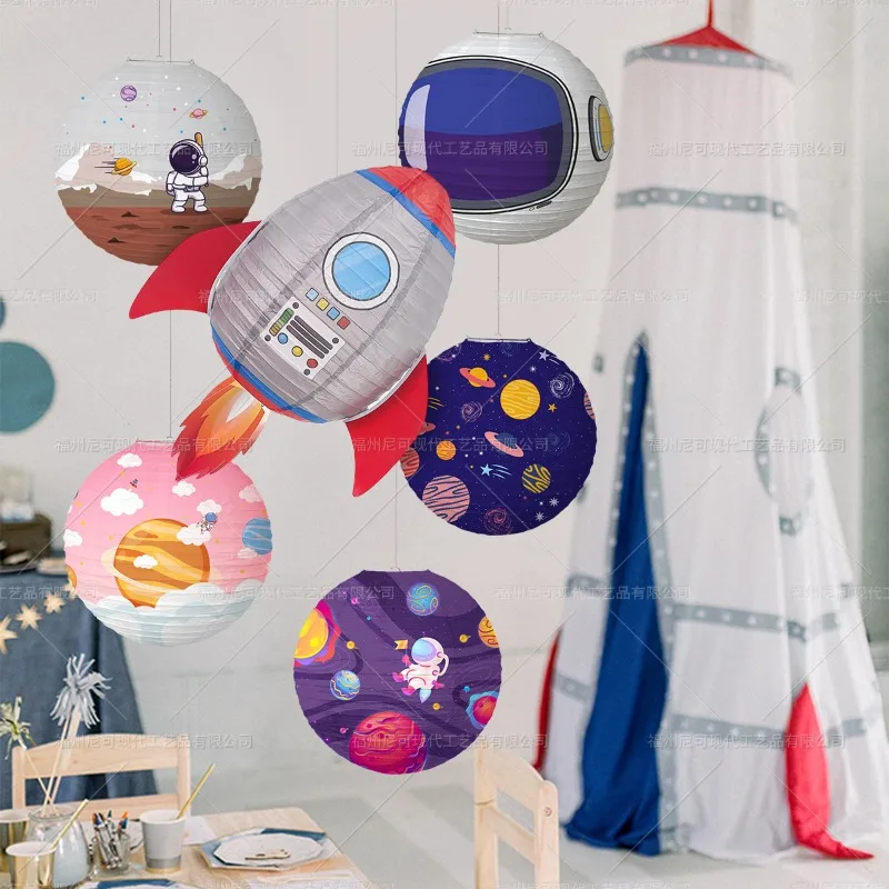 1 stücke 30 cm Astronaut Planet Raum Thema kinder Laterne Geburtstag Party Dekoration kinder Junge Planet Papier Laterne – Detail 1