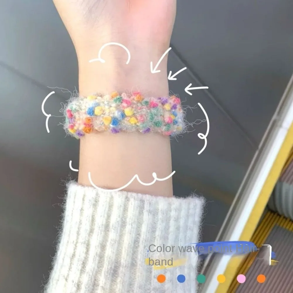 الملونة نقطة أفخم الشعر حلقة عالية مرونة سميكة ذيل حصان حامل التعادل الشعر لا ضرر لينة المخملية عقال النساء فتاة الشعر التبعي #4