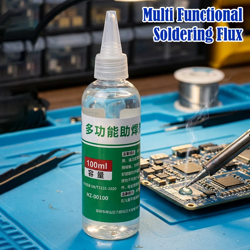 

Liquid flux/No cleaning required suitable for metals such as stainless steel, copper, iron, nickel, galvanized sheet, etc