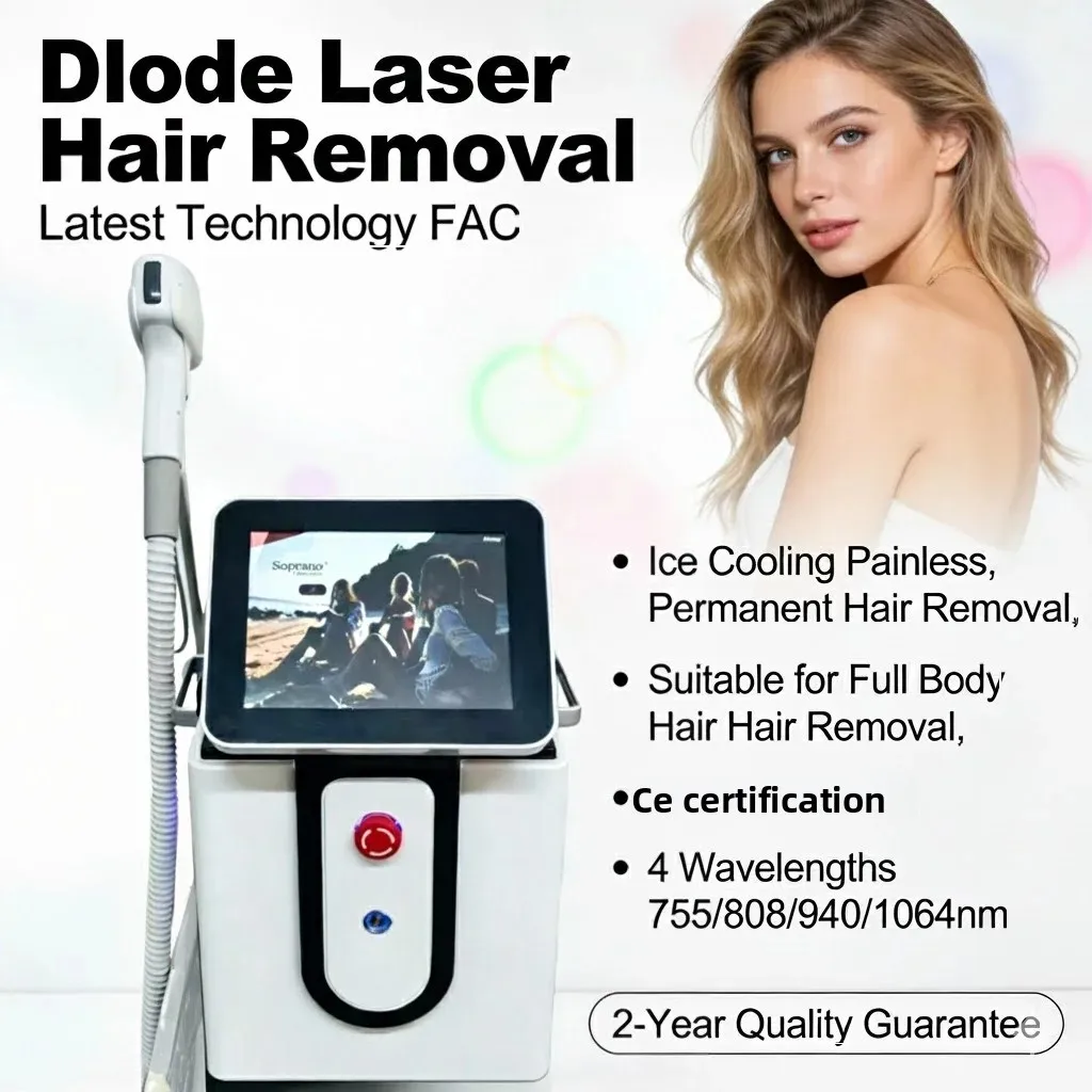 

New White Swan Hair Removal Professional Diode Laser Painless Permanent Portable 4 Wavelength 808/755/940/1064nm CE Certified